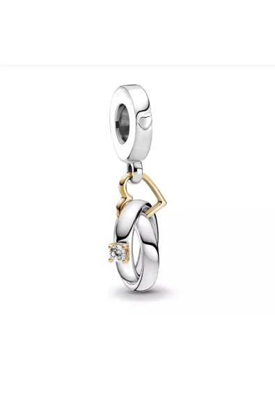 Lovecharm Iki Renkli Çift Alyanslı Sallantılı Charm ürün görseli 1