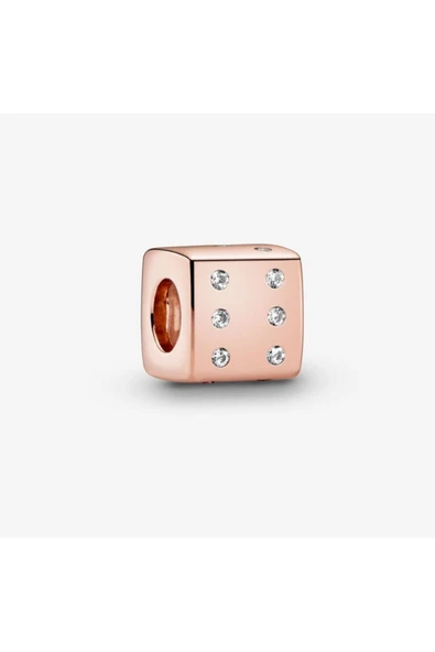 POSEİDONS JEWELLERY Köpüklü Rose Renk Zar Cazibesi s925 Ayar Gümüş Charm ürün görseli 1