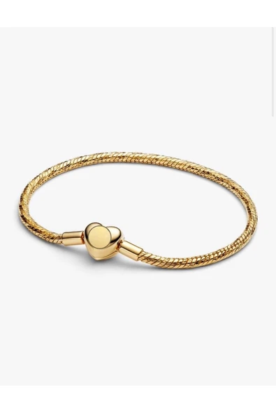 Lovecharm Gold Renk Kalp Klipsli Kesme Yüzeyli Yılan Zincirli Bileklik ürün görseli 1