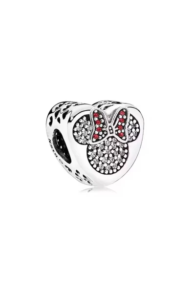 POSEİDONS JEWELLERY Disney Minnie Mouse Kalp Zirkon Taş Model Charm s925 Ayar ürün görseli 1
