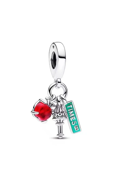POSEİDONS JEWELLERY NYC Elma, Torch and Street Sign Triple Dangle Charm ürün görseli 1