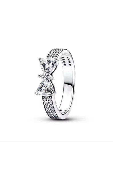 POSEİDONS JEWELLERY Poseidons Jewellery Şeffaf Fiyonk Detaylı Işıltılı Çift Sıralı Taşlı Yüzük ürün görseli 1