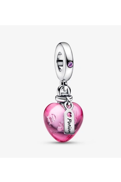 POSEİDONS JEWELLERY Aşk Iksiri Murano Kalp Sallantılı Charm s925 Gümüş ürün görseli 1