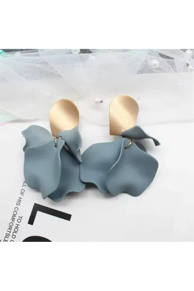 POSEİDONS JEWELLERY Gri Akrilik Vintagegül Yapraklı Çiçek Küpe ürün görseli 1