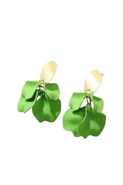 POSEİDONS JEWELLERY Su Yeşili Akrilik Vintage Gül Yapraklı Çiçek Küpe ürün görseli 1