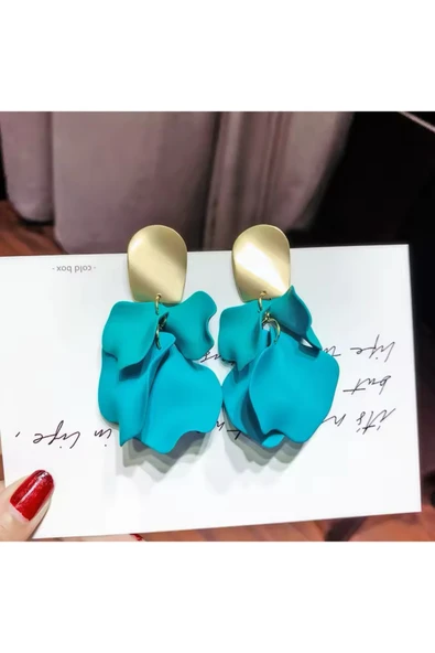 POSEİDONS JEWELLERY Mint Yeşili Akrilik Vintage Gül Yapraklı Çiçek Küpe ürün görseli 1