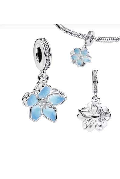 POSEİDONS JEWELLERY Mavi Çiçek Sallantılı Charm s925 ürün görseli 1