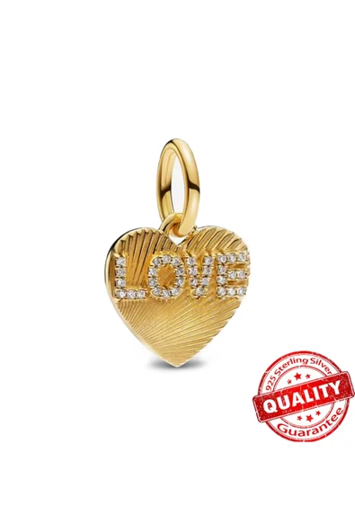 POSEİDONS JEWELLERY Poseidons Jewellery Gold Renk Love Yazılı Kalp Sallantılı 925 Ayar Charm ürün görseli 1