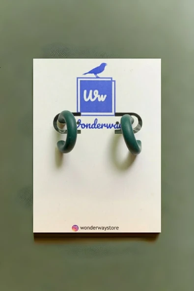 WONDERWAY Özel Tasarım El Yapımı Polimer Kil Küpe Yeşil Halka ürün görseli 1