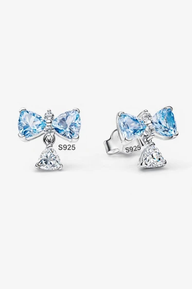 POSEİDONS JEWELLERY S925 Bridgerton Mavi Kurdela Küpe ürün görseli 1