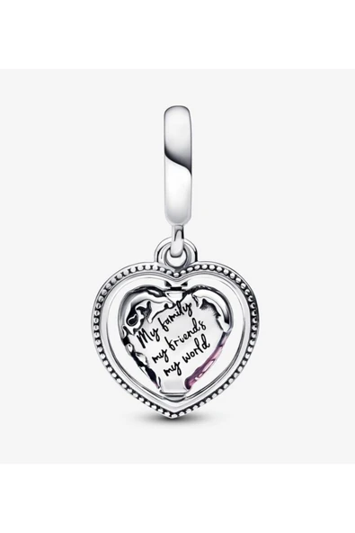 Lovecharm Aile Dönen Kalp Küre Dangle Charm - Resim 3