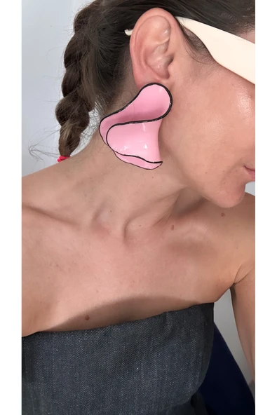 POSEİDONS JEWELLERY Poseidons Jewellery “Pembe Dalga Formlu Büyük Küpe - Zara Tarzı İlhamlı” ürün görseli 1