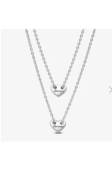 Lovecharm 925 Ayar Gümüş Sonsuza Kadar Ve Her Zaman Temalı Ayrılabilir Minimal Kalp Kolye ürün görseli 1