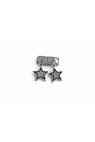 Lovecharm Taşlı Yıldız Figürlü İtalyan Charm | Sallantılı Paslanmaz Çelik Bileklik Ucu ürün görseli 1