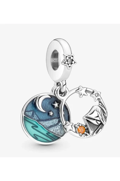 POSEİDONS JEWELLERY Kamp ve Gece Gökyüzü Çift Sallantılı Charm ürün görseli 1