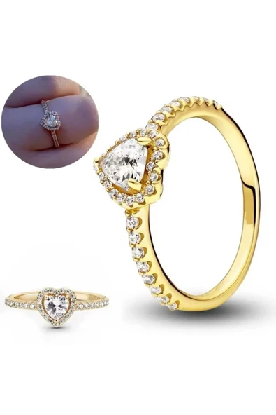 POSEİDONS JEWELLERY Yükseltilmiş Kalp Yüzük Gold Renk ürün görseli 1