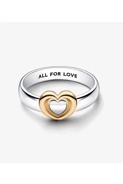 POSEİDONS JEWELLERY İki Renkli Hareketli Kalp Yüzük T. ürün görseli 1