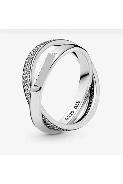 POSEİDONS JEWELLERY Tarz Iç Içe Ve Pavé Yüzük ürün görseli 1