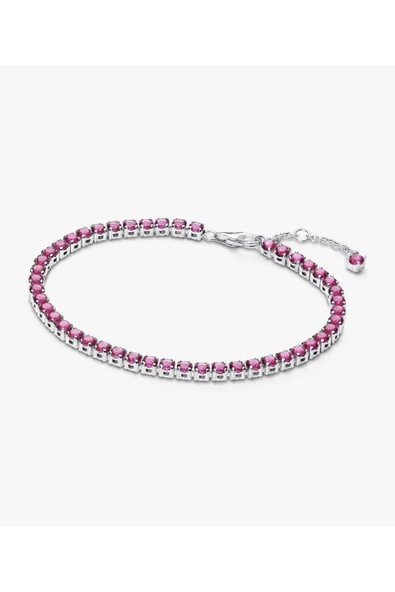 POSEİDONS JEWELLERY Işıltılı Pembe Tenis Bilekliği ürün görseli 1