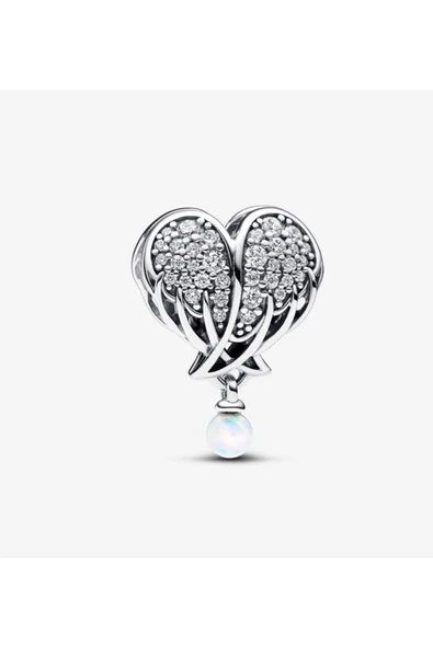 POSEİDONS JEWELLERY Işıltılı Melek Kanatları inci Detaylı ve Kalp Charm s925 ürün görseli 1