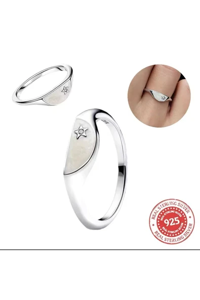 POSEİDONS JEWELLERY Gümüş İki Yarı Parçalı Mine Mühür Yüzük ürün görseli 1