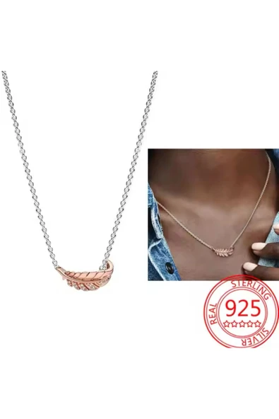 POSEİDONS JEWELLERY İki Renkli Uçan Tüy Kolye ürün görseli 1
