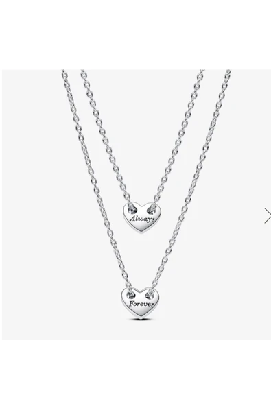 POSEİDONS JEWELLERY 925 Ayar Gümüş Sonsuza Kadar Ve Her Zaman Temalı Ayrılabilir Minimal Kalp Kolye ürün görseli 1