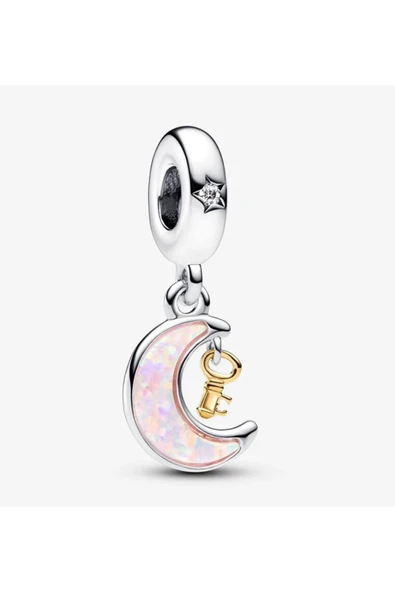 POSEİDONS JEWELLERY İki Renkli Anahtar ve Ay Sallantılı Charm ürün görseli 1