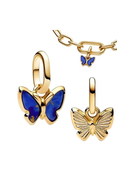 Lovecharm Mini Gold Mavi Kelebek Charm ve Kolye Ucu ürün görseli 1