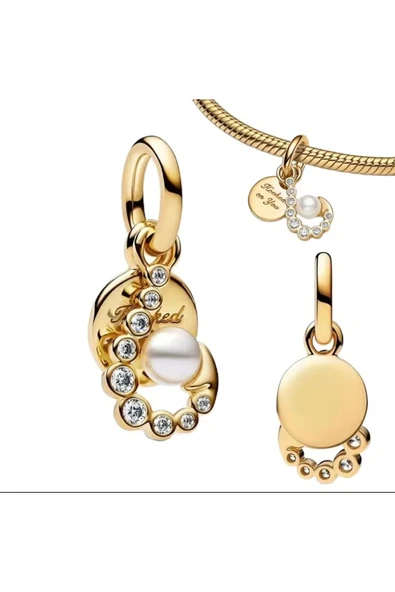 Lovecharm Gold Renk Gün Doğumu Madalyon Charm ürün görseli 1