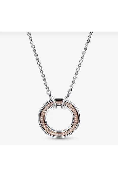 POSEİDONS JEWELLERY Signature İki Renkli Logo ve Pavé Kolye ürün görseli 1