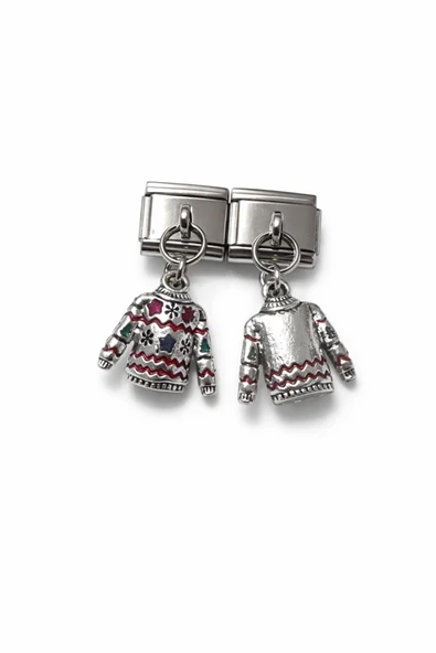 Lovecharm İtalyan Charm Yılbaşı Kazağı Figürlü Sallantılı Modüler Bileklik Charmı ürün görseli 1