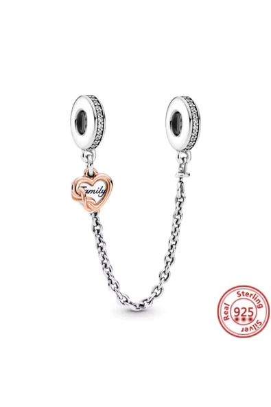 Lovecharm Gümüş Aile Kalpli Güvenlik Zinciri ürün görseli 1