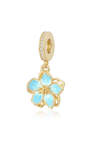 Lovecharm Gold Mavi Çiçek Sallantılı Charm ürün görseli 1