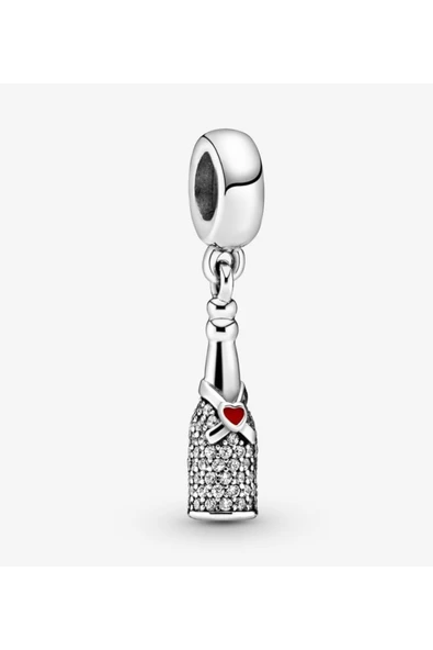 POSEİDONS JEWELLERY Köpüklü Şarap Şişesi Sallantılı Zirkon Taşlı Charm ürün görseli 1