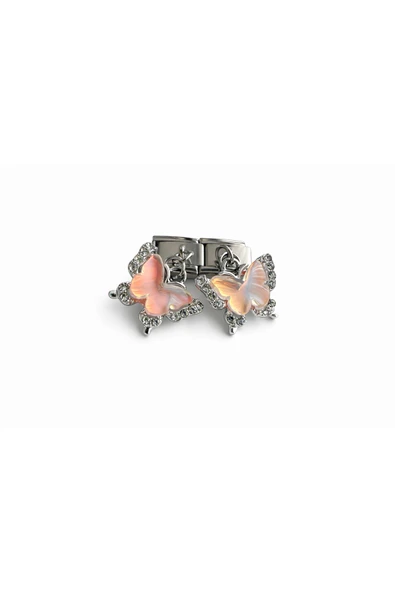 POSEİDONS JEWELLERY Taşlı Kelebek Figürlü İtalyan Charm | Görünümlü Sallantılı Bileklik Ucu ürün görseli 1