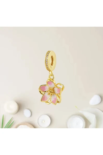 Lovecharm Gold Pembe Kiraz Çiçeği Charm - Resim 2