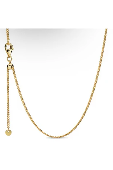 POSEİDONS JEWELLERY 925 Ayar Gold Renk Şık Sade Yassı Zincirli Minimal Kolye ürün görseli 1
