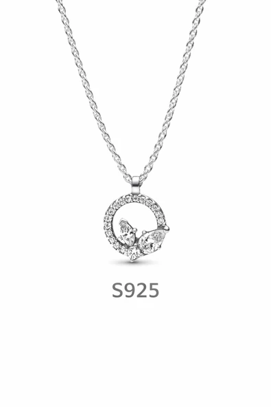 POSEİDONS JEWELLERY S925 Işıltılı Herbaryum Yuvarlak ve Küme Kolye ürün görseli 1