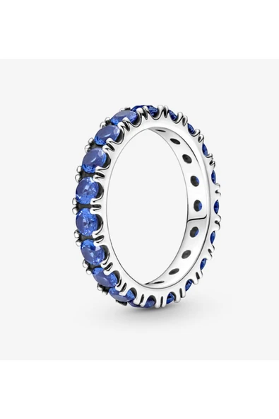 POSEİDONS JEWELLERY Tarz Mavi Işıltılı Tam Tur Taşlı Yüzük ürün görseli 1
