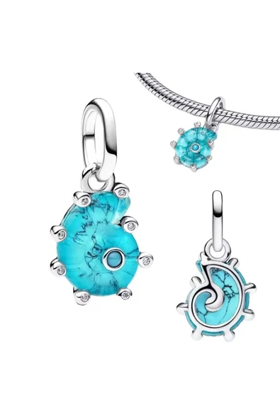 Lovecharm Gümüş Mavi Murano Deniz Salyangozu Charmı ürün görseli 1
