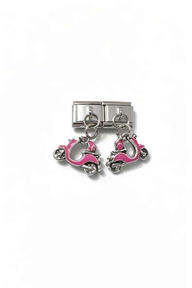 POSEİDONS JEWELLERY Pembe Scooter Figürlü İtalyan Charm ürün görseli 1