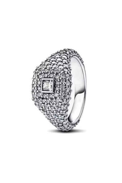 POSEİDONS JEWELLERY Poseidons Jewellery Pave Kare Kokteyl Yüzük ürün görseli 1