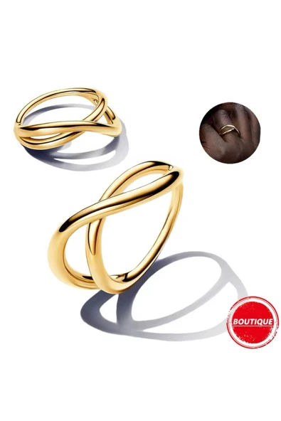 POSEİDONS JEWELLERY Gold Renk Gümüş Doğal Şekilli Sonsuzluk Yüzüğü ürün görseli 1
