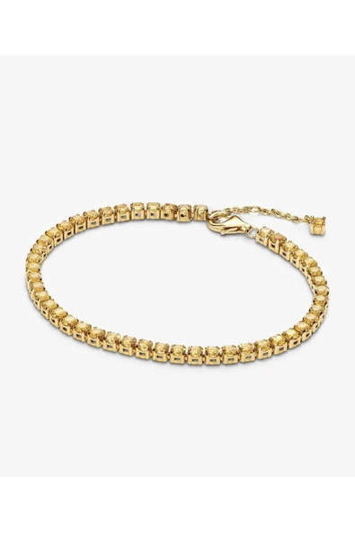 POSEİDONS JEWELLERY Işıltılı Sarı Tenis Bilekliği ürün görseli 1