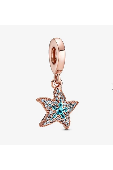 POSEİDONS JEWELLERY Parıltılı Deniz Yıldızı Sallantılı Charm Rose Renk Zirkon Taşlı s925 Gümüş ürün görseli 1
