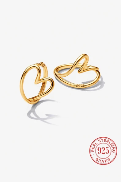 POSEİDONS JEWELLERY S925 Doğal Şekilli Kalp Halka Küpe ürün görseli 1