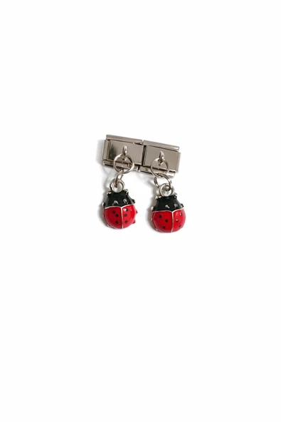 POSEİDONS JEWELLERY Uğur Böceği Figürlü Renkli İtalyan Charm – Çelik Bileklik Uyumlu Sallantılı Charm ürün görseli 1
