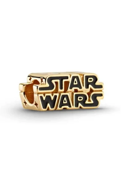 POSEİDONS JEWELLERY Star Wars Gold Renk Yazılı Charm 925 Ayar Gümüş ürün görseli 1