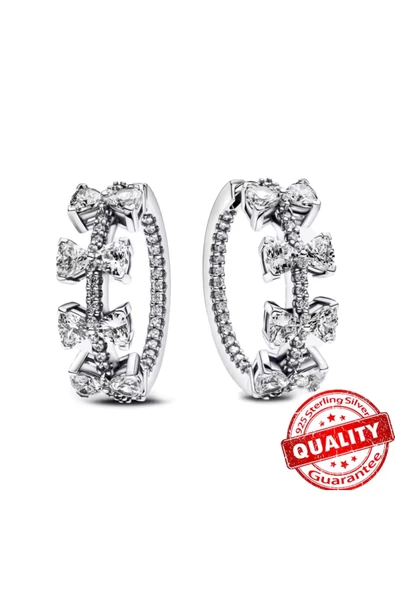 Lovecharm Gümüş Fiyonk Sıralı Halka Küpe ürün görseli 1